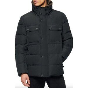 Andrew Marc Godwin Faux Fur Down Jacket Black Mens Size 2XL